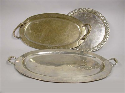 Lot 420 - Three Mexican Sterling Silver Trays Length of...