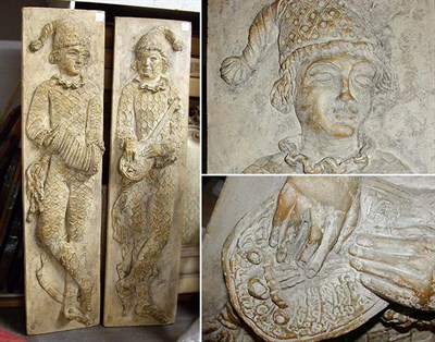 Lot 816 - Pair of Painted Composition Wall Appliques of...