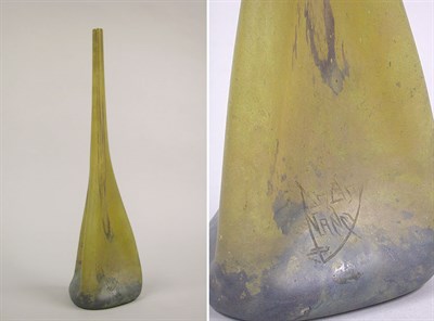 Lot 857 - Daum Nancy Glass Vase Of triangular club form,...