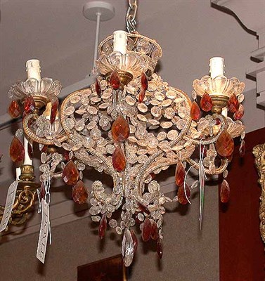 Lot 428 - Louis XV Style Brass, Amber and Cut Glass...