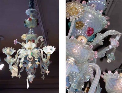 Lot 404 - Venetian White Opalescent Glass Six-Light...