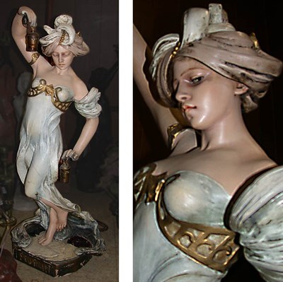Lot 743 - Art Nouveau Polychrome Decorated Plaster...