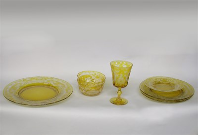 Lot 485 - Bohemian Amber Cut to Clear Glass Partial...