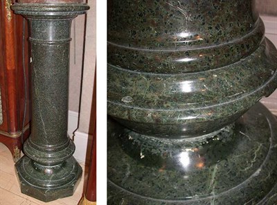Lot 673 - Green Marble Columnar Pedestal Height 37 inches.