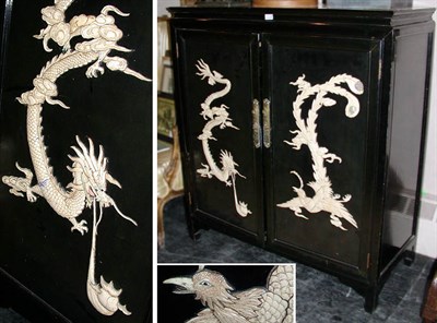 Lot 825 - Chinese Bone Inlaid Ebonized Hardwood Side...