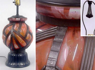 Lot 815 - Schneider Iron Mounted Glass Vase Mounted as a...
