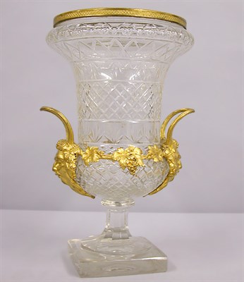 Lot 273 - Empire Style Gilt-Bronze Mounted Cut Glass Urn...