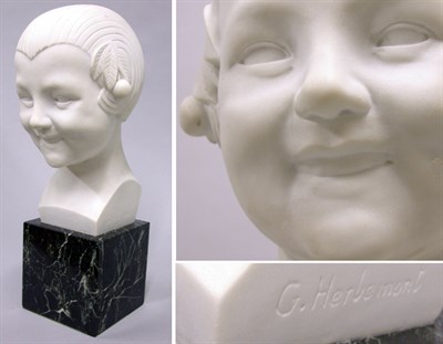 Lot 770 - Art Deco Marble Bust of a Girl Signed...
