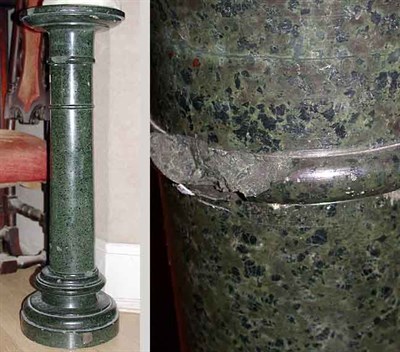 Lot 679 - Green Marble Columnar Pedestal Height 34 inches.