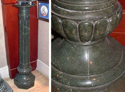 Lot 662 - Green Marble Columnar Pedestal Height 44 inches.
