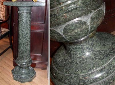 Lot 657 - Green Marble Columnar Pedestal Height 42 inches.