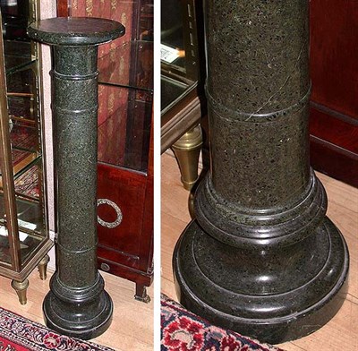 Lot 671 - Green Marble Columnar Pedestal Height 42 inches.