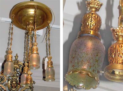 Lot 410 - Continental Gilt-Metal Five-Light Chandelier...