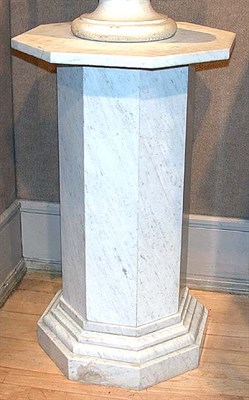 Lot 598 - White Marble Octagonal Pedestal Height 29 inches.