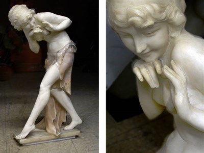 Lot 689 - Art Nouveau Alabaster Figure of a Bather...