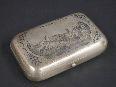 Lot 447 - Russian Silver Niello Box Length 4 inches,...
