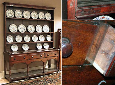 Lot 354 - Provincial George III Oak Welsh Dresser The...