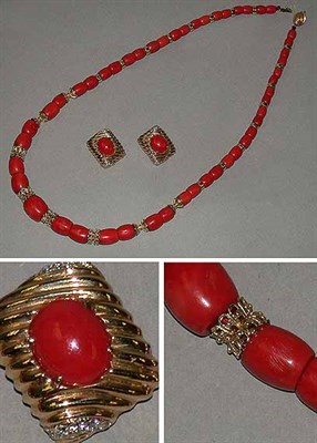 Lot 179 - Coral Necklace and Pair of Earclips