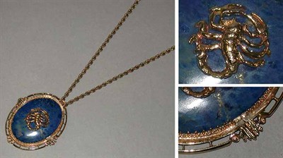 Lot 61 - Lapis Lazuli Pendant and Gold Chain