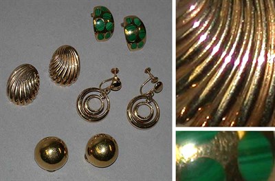 Lot 153 - Four Pairs of Gold Earrings