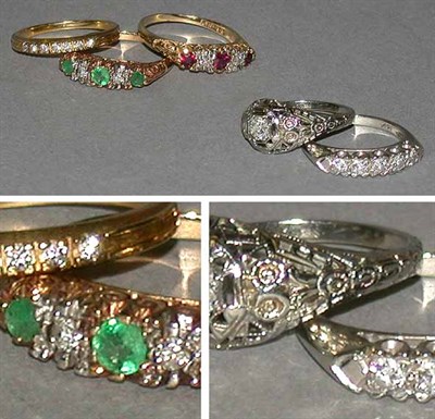 Lot 338 - Five Assorted Diamond and Stone Rings