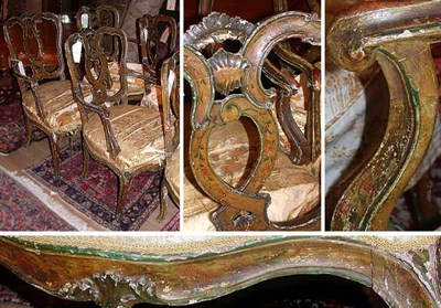 Lot 140 - Set of Six Italian Rococo Style Painted...
