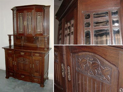 Lot 762 - Arts and Crafts Oak Stepback Cupboard Height 7...