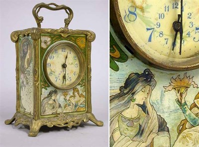 Lot 1117 - Art Nouveau Enamled Bronze and Metal Shelf...