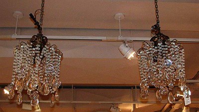 Lot 437 - Pair of Continental Patinated-Metal and Glass...