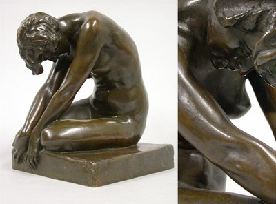 Lot 1146 - Patinated-Bronze Figure of a Seated Female...