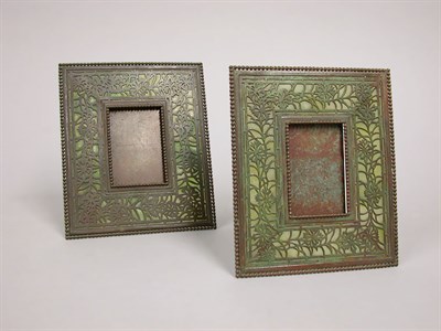 Lot 1260 - Pair of Tiffany Studios Bronze and Green Slag...