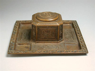 Lot 907 - Tiffany Studios Patinated-Bronze Inkstand on...