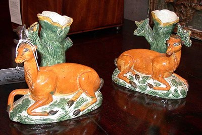 Lot 381 - Pair of Staffordshire Glazed Earthenware...