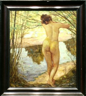 Lot 28 - Karl Walter German, 1868-1949 BATHER BY A...