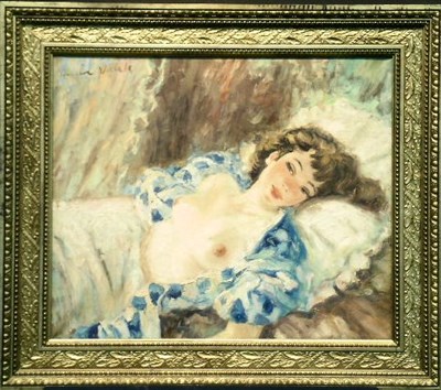 Lot 66 - Andre Vahle 20th Century RECLINING NUDE Signed...