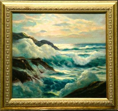 Lot 13 - F. Ferruzza 20th Century COASTAL SCENE Signed...