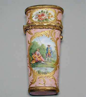 Lot 368 - Continental Enamel Decorated Gilt-Metal Etui...