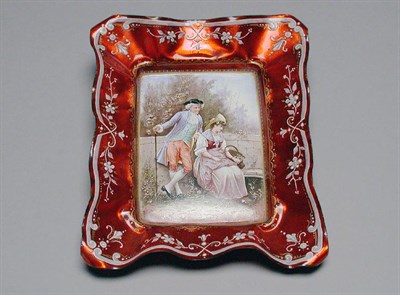 Lot 367 - Continental Enamel Decorated Metal Tray...