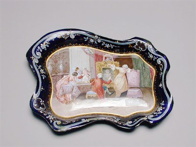 Lot 371 - Continental Enamel Decorated Metal Tray...