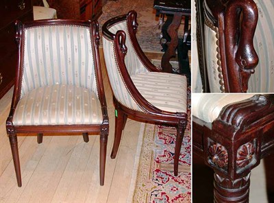 Lot 283 - Set of Six Empire Style Upholstered Mahogany...