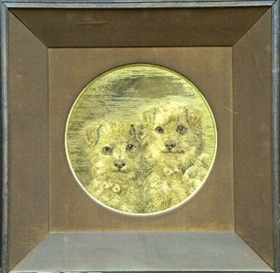 Lot 68 - Framed English Needlework Depicting two...