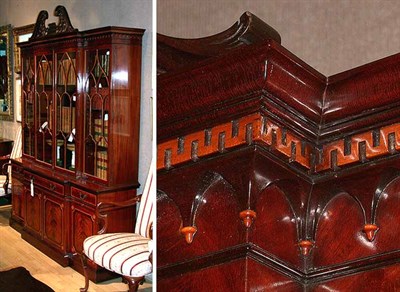 Lot 492 - Georgian Style Mahogany Breakfront Cabinet...
