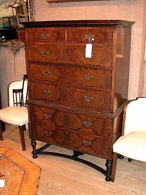 Lot 188 - William and Mary Style Walnut and Ash Tall...
