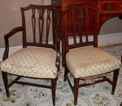 Lot 388 - Set of Six Regency Style Upholstered Mahogany...