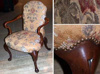 Lot 533 - George II Style Upholstered Walnut Armchair...