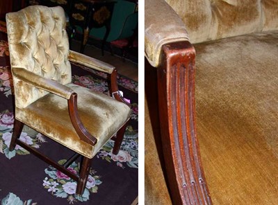 Lot 303 - Georgian Style Upholstered Mahogany Armchair...