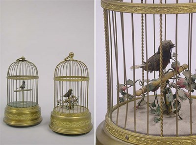 Lot 732 - Pair of Chirping Bird Music Boxes Height of...