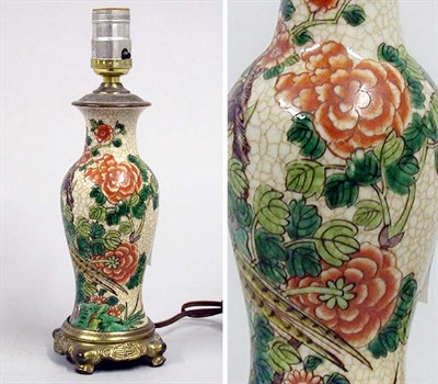 Lot 409 - Chinese Crackle Glazed Porcelain Lamp
