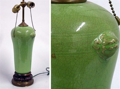 Lot 527 - Chinese Crackle Glazed Pottery Lamp