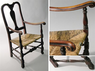 Lot 60 - Queen Anne Stained Maple Armchair Connecticut,...